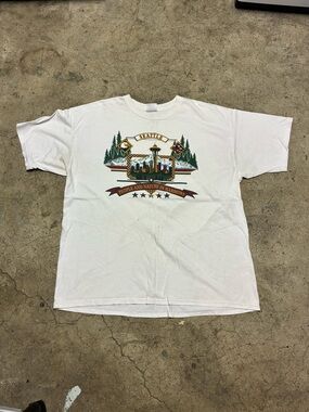 Seattle Graphic Crewneck Tee - White with Green Accents